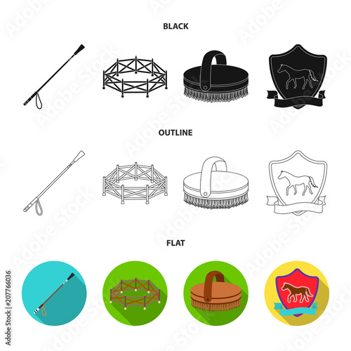 Aviary, whip, emblem, hippodrome .Hippodrome and horse set collection icons in black,flat,outline style vector symbol stock illustration web.