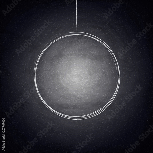 Blank drawing empty round frame on chalkboard background