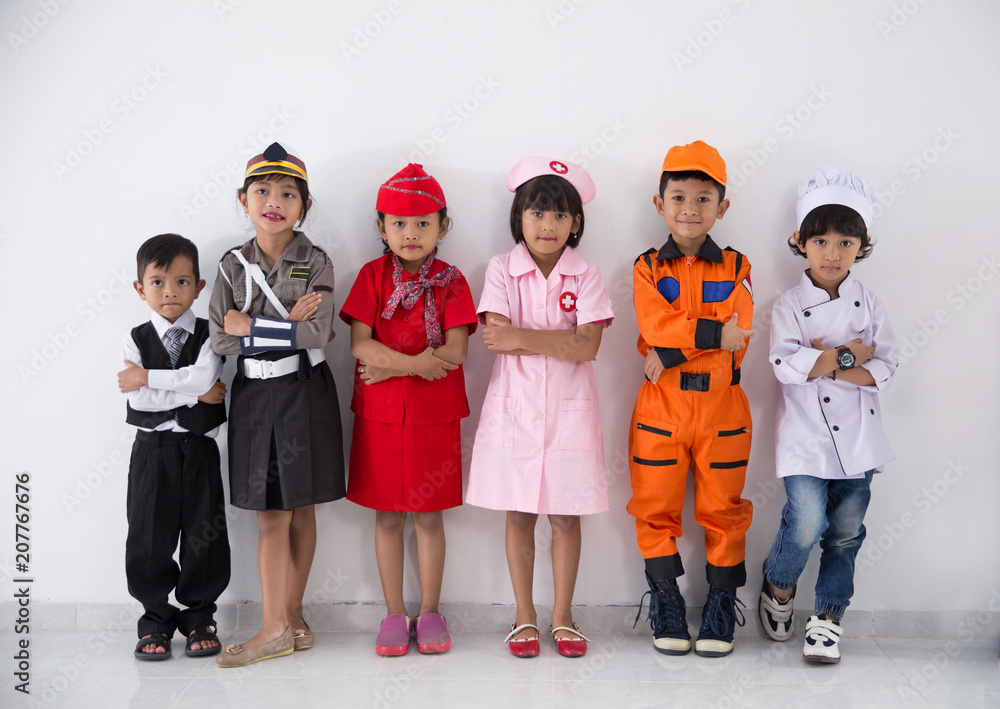 kids with diverse multi profession uniform kids with diverse multi profession uniform