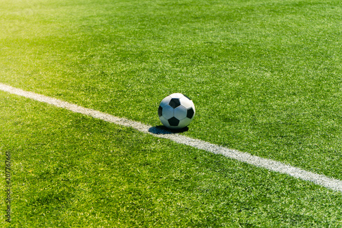 Soccer football field stadium grass line. Sport background © octofocus
