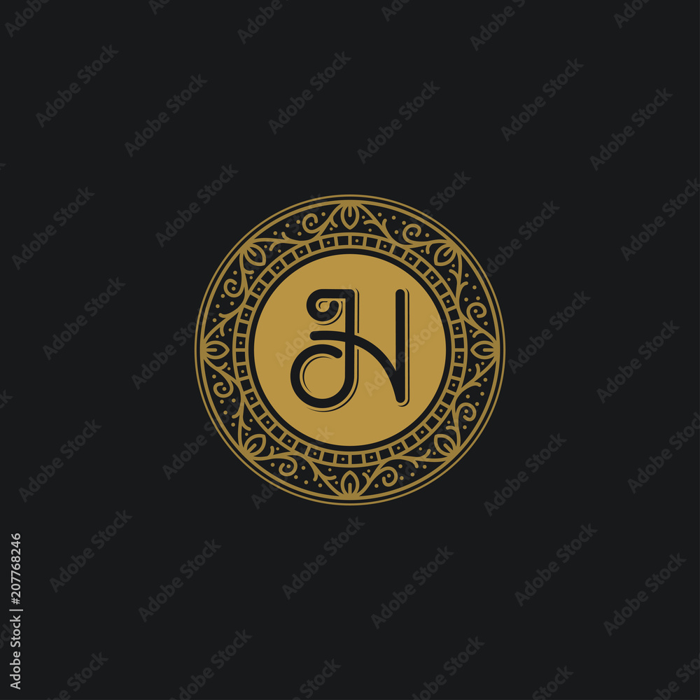 Fototapeta premium geometric monogram floral line art logo template vector illustration.cdr