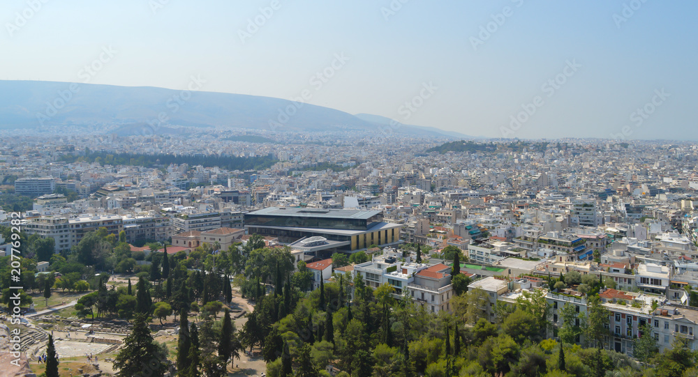 Fototapeta premium City view from Acropolis in Athens, Greece on June 16, 2017. 