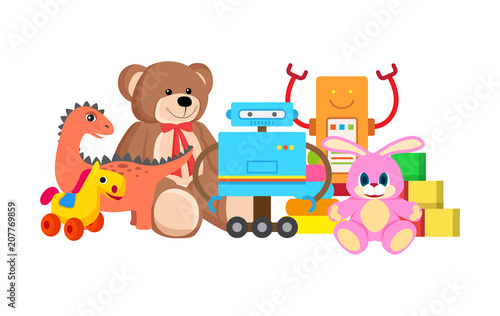 Robots and Horse Collection Vector Illustration