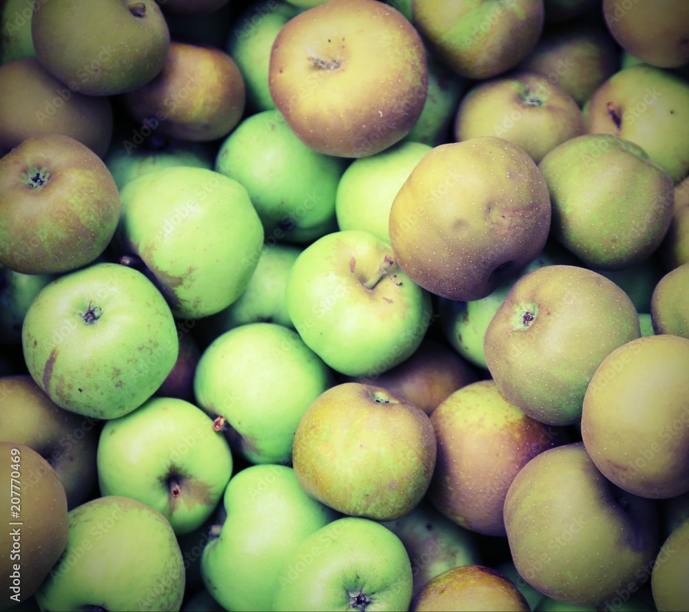 green apples for sale by the fruit grower with vintage effect green apples for sale by the fruit grower with vintage effect