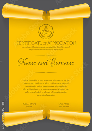 Certificate. Template diploma currency border. Award background Gift voucher.