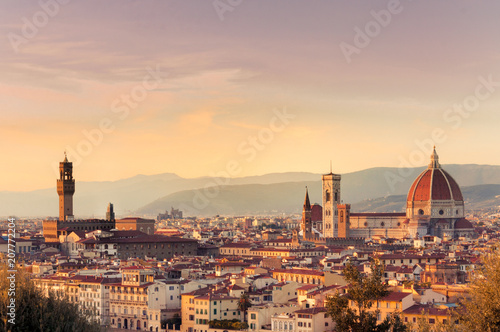 Sunset over the city of Florence, Italy. panoramic view. photo