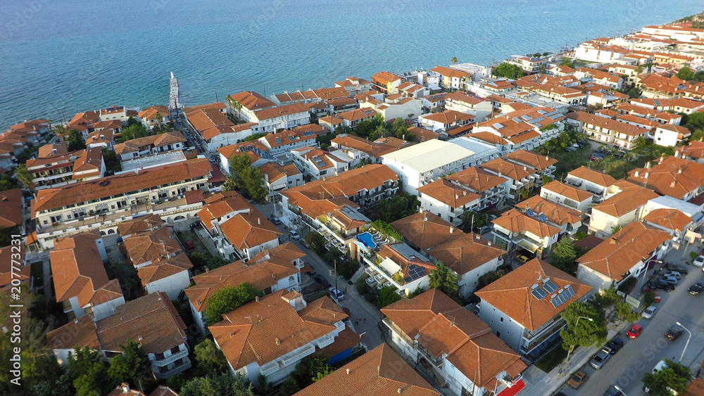 Aerial view of Pefkochori, Kassandra peninsula, Greece