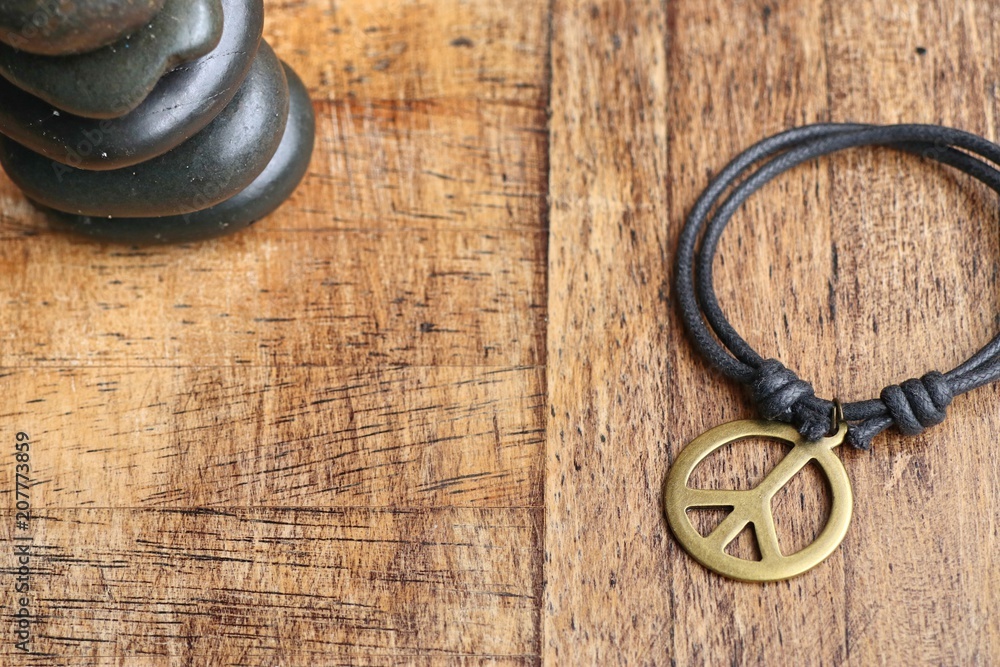 Peace symbol leather necklace Peace symbol leather necklace