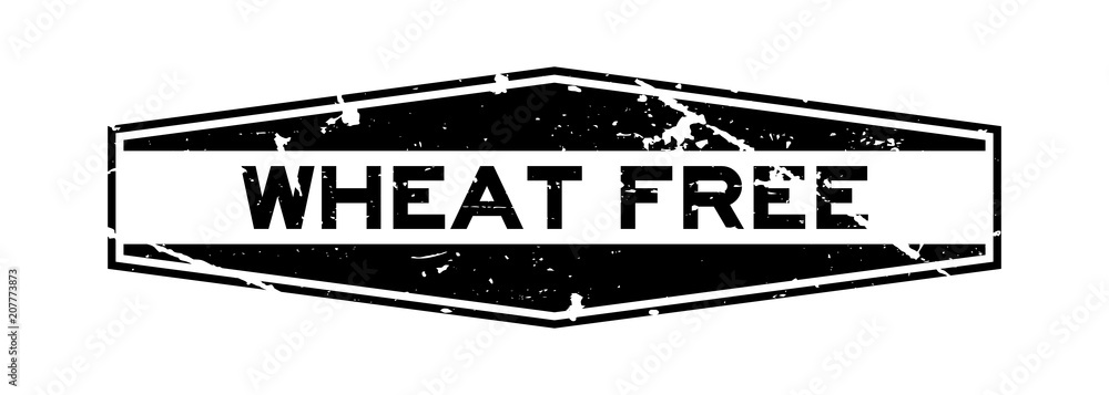 Fototapeta premium Grunge black wheat free word hexagon rubber seal stamp on white background