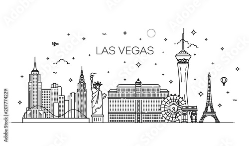 Las Vegas skyline with panorama in white background
