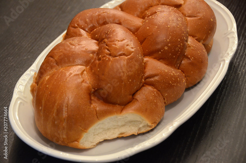 Jewish food, bread challah for shabbat for kiddush © Alinabic