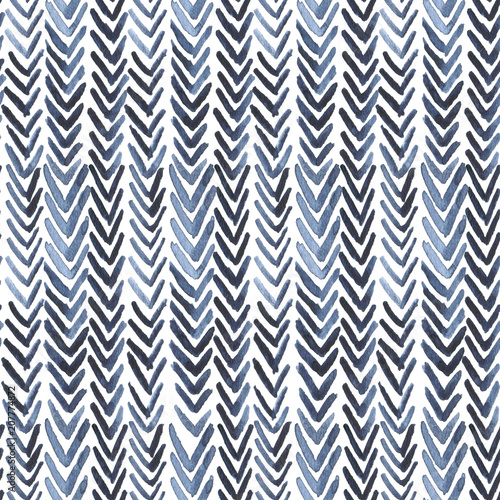 Seamless watercolour pattern with indigo ribs on white for wrapping, textile, ceramic