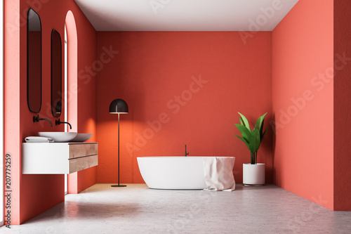 Luxury red bathroom interior