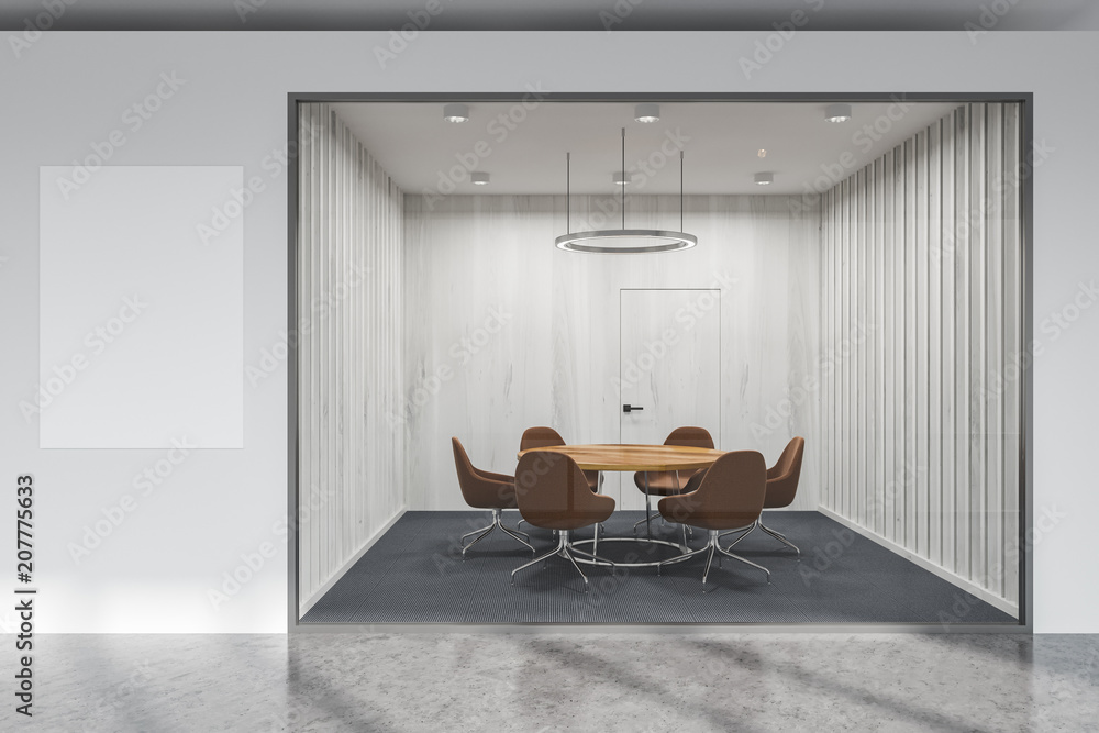 Fototapeta premium White and glass wall office meeting room, poster