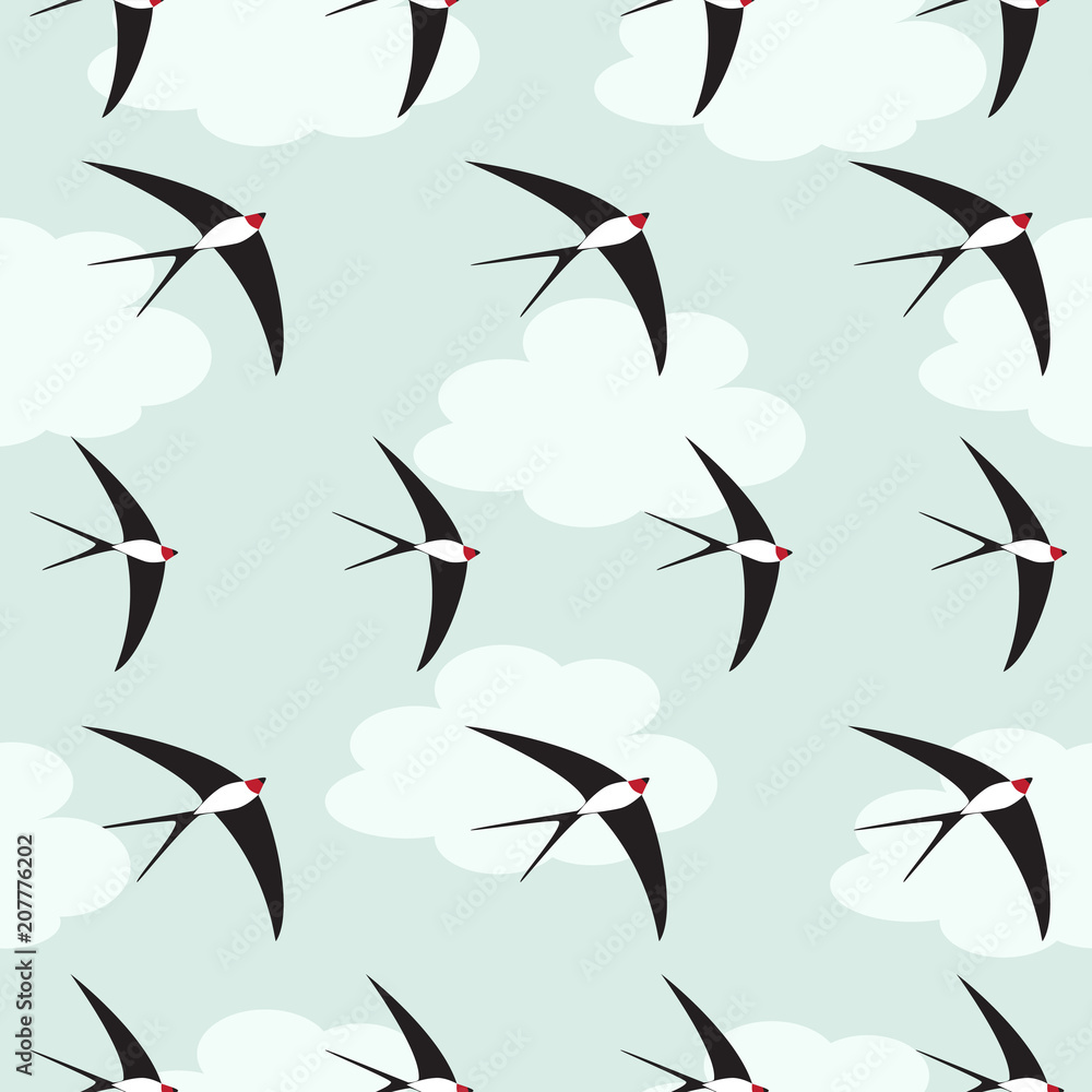 swallow bird seamless pattern vector illustration swallow bird seamless pattern vector illustration