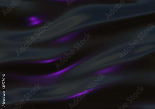 Black wavy background with purple reflections, 3d 