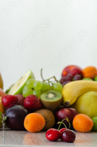 Fototapeta Naklejka Na Ścianę i Meble -  Fresh colorful fruits.  Healthy nutrition, diet concept.