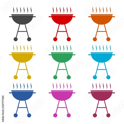 BBQ, Grill Or Barbecue icon, color icons set