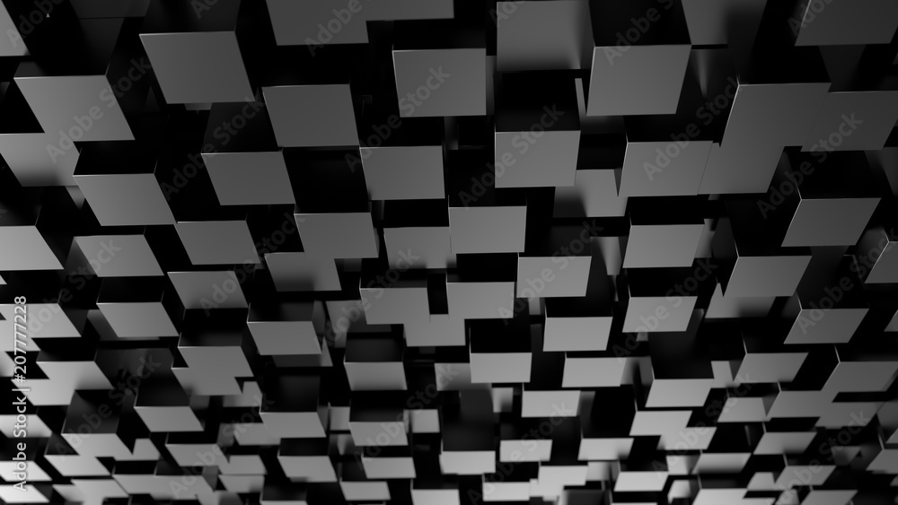 Abstract cubes. Black background. 3d render. Abstract cubes. Black background. 3d render.