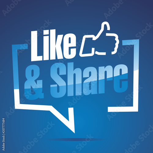 Like and Share blue white sticker icon