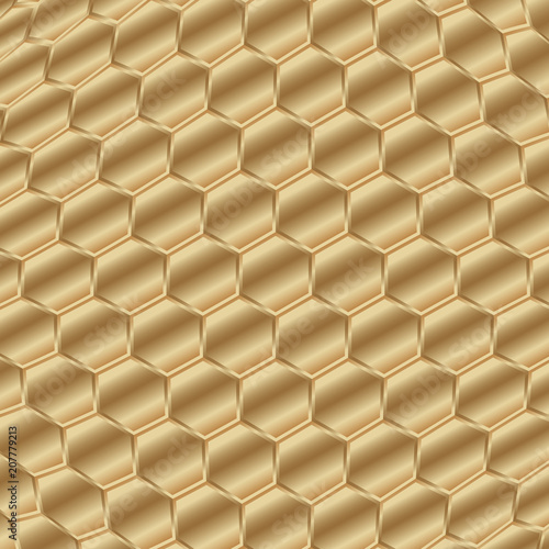 Abstract of fisheye golden pentagon shape pattern background.