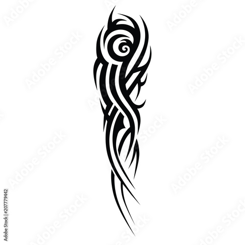 Tattoo tribal vector design. Sleeve art abstract pattern arm. Simple icon on white background. Designer isolated abstract element for arm, leg, shoulder men and women.