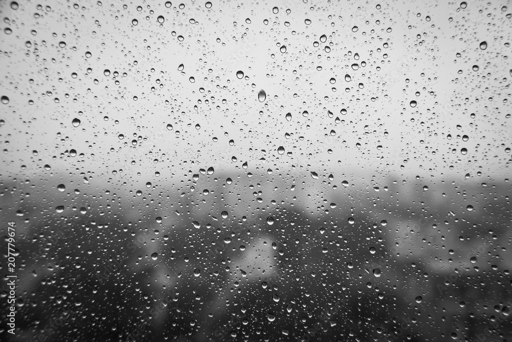 wet glass window (black and white) 
