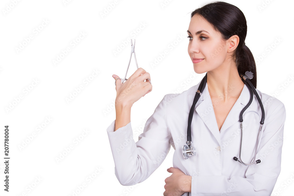 Portrait of a friendly female doctor isolated on white Portrait of a friendly female doctor isolated on white