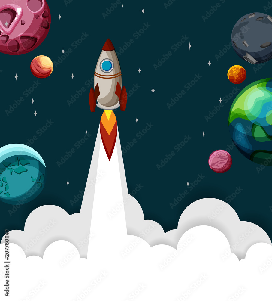 Fototapeta premium Blue background with colorful space pattern.
