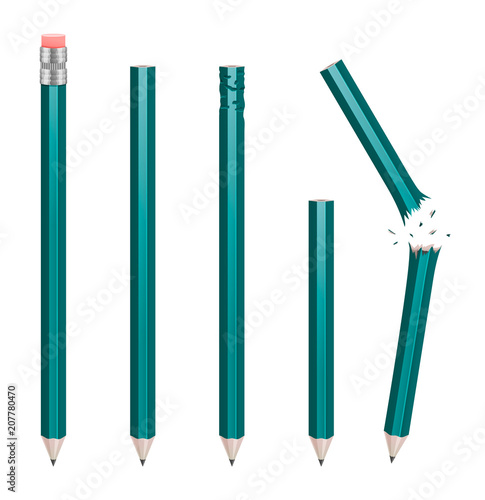 Set of pencil in different states
