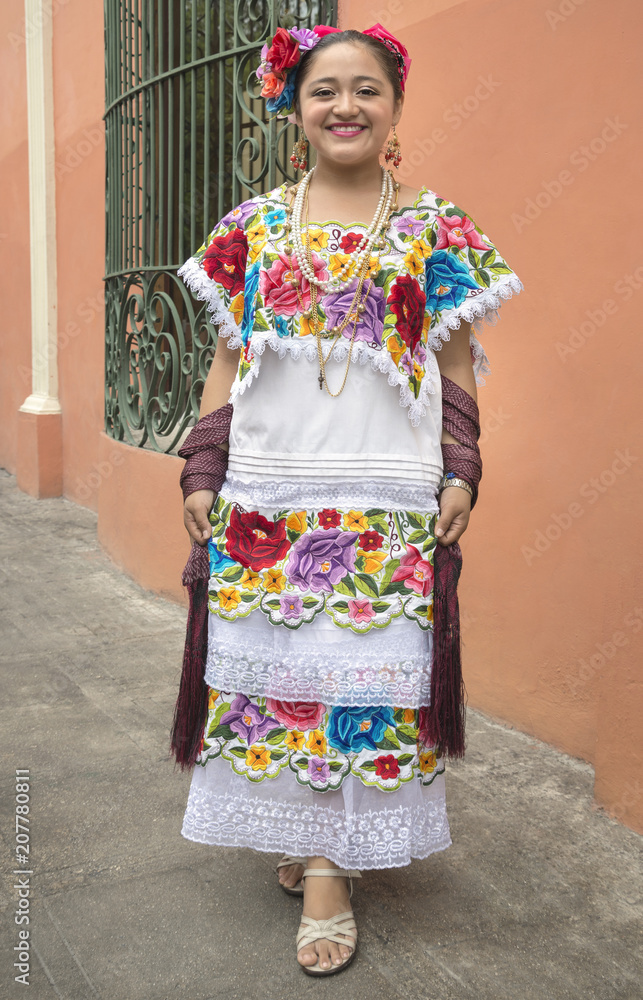 Colorful Mayan girl in Yucatan