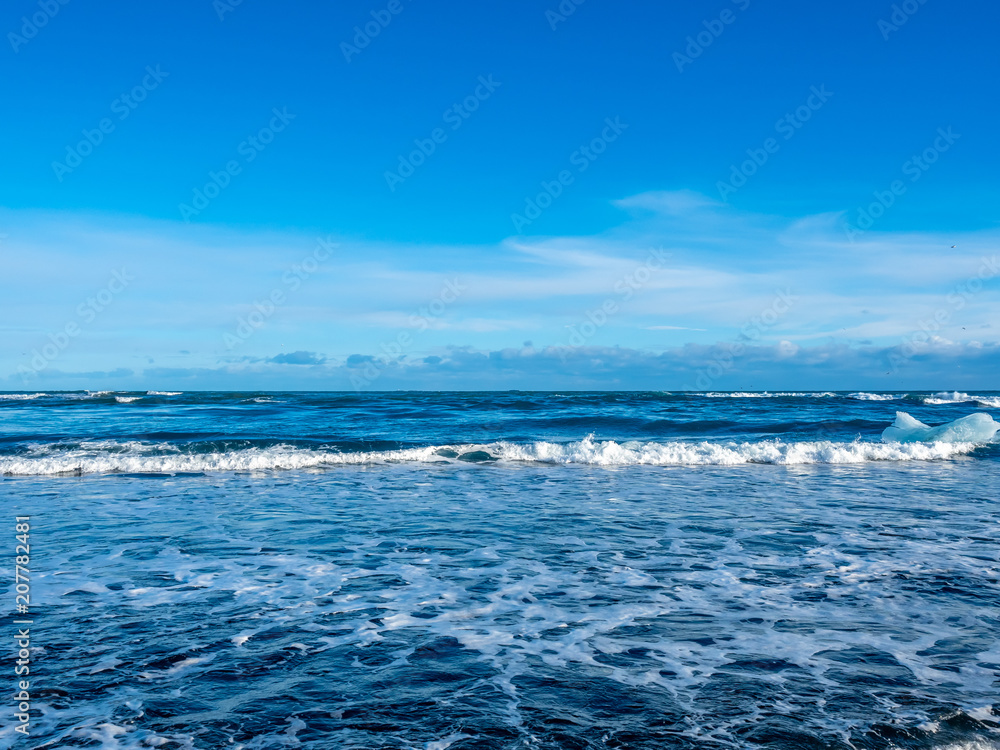 Black sand beach in Iceland in winter season Black sand beach in Iceland in winter season