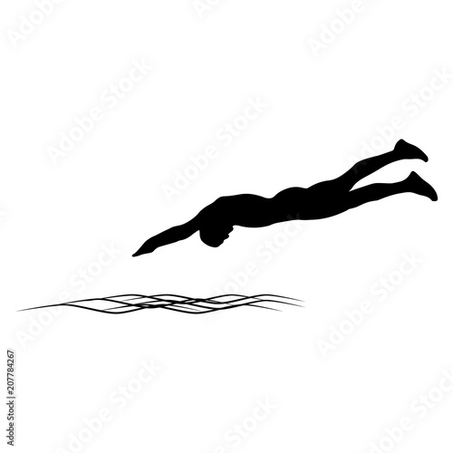 Black silhouette of athletic man