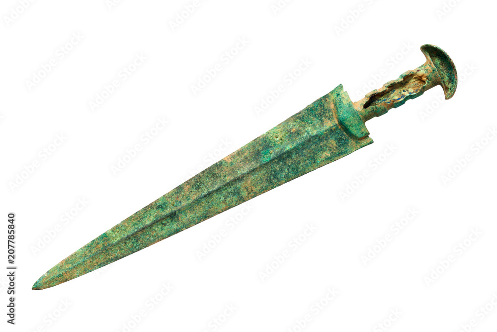 Ancient bronze sword isolated on white background. Clipping path. Ancient bronze sword isolated on white background. Clipping path.