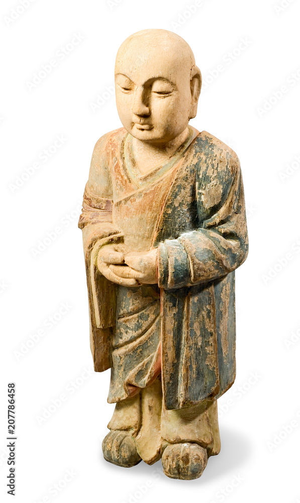 Wooden Chinese figure. Clipping path.