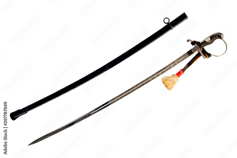 Saber and sheath isolated on white background. Clipping path. Saber and sheath isolated on white background. Clipping path.