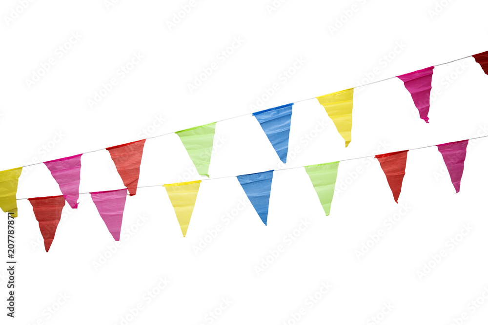 Fototapeta premium Birthday decoration flags isolated on white background