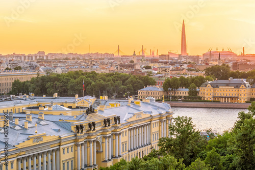 Evening view from the colonnade of the Saint Isaac's Cathedral. St.-Petersburg, Russia