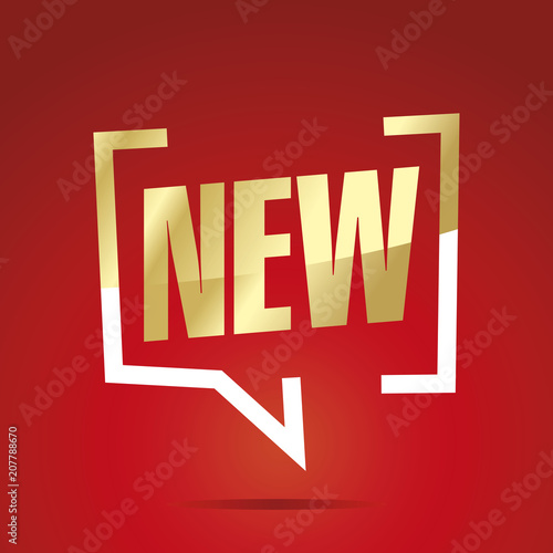 New in bracket in brackets gold red sticker icon