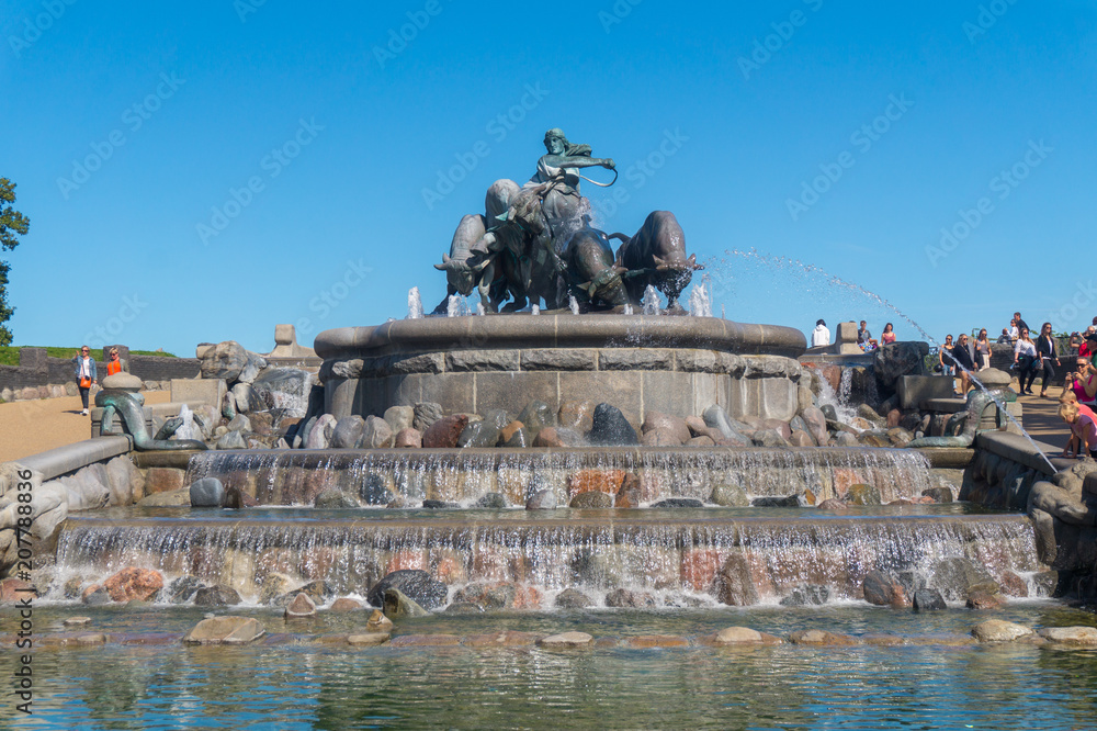 COPENHAGEN, DENMARK - AUGUST 23, 2017: Gefion Fountain in Langelinie park