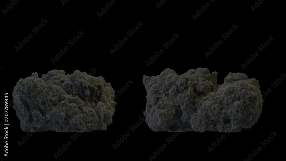 Eruption cloud smoke of volcano, dense smoke, effect isolated on black background Eruption cloud smoke of volcano, dense smoke, effect isolated on black background