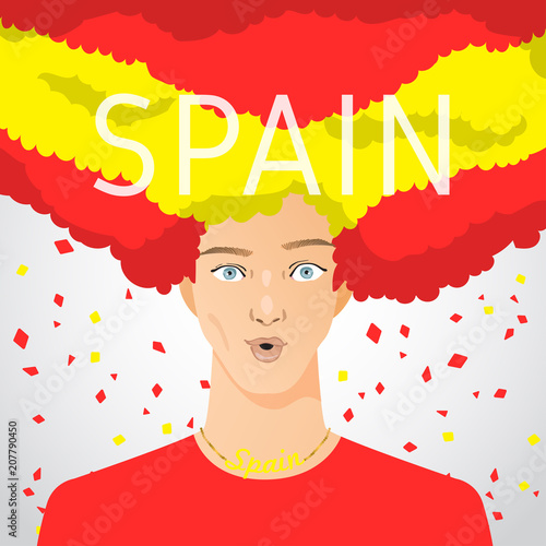 Surprised Man with National Flag in Afro Hair : Vector Illustration