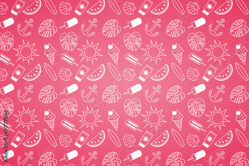 Cute summer elements on background. Vector.