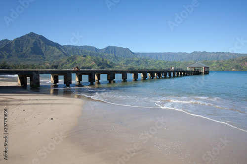 Concrete Pier of Hanalei  Kauai  Hawaii