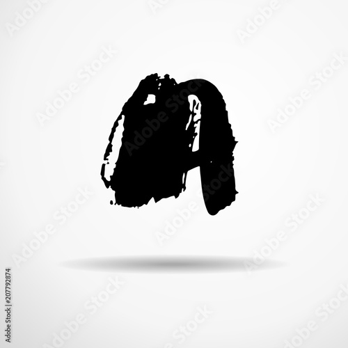 Letter A. Handwritten by dry brush. Rough strokes textured font. Vector illustration. Grunge style alphabet.