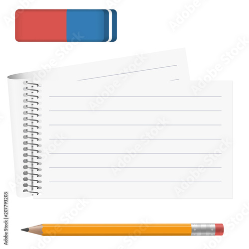Paper pad with pencil and eraser