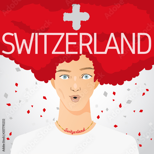 Surprised Man with National Flag in Afro Hair : Vector Illustration