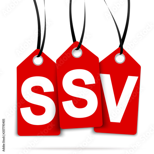 three hangtags with SSV