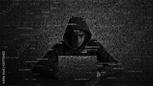 Hacker in data security concept. Hacker using laptop. Hacking the Internet. Cyber attack.