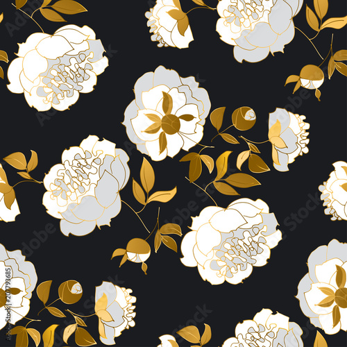 Peony flower luxury seamles...